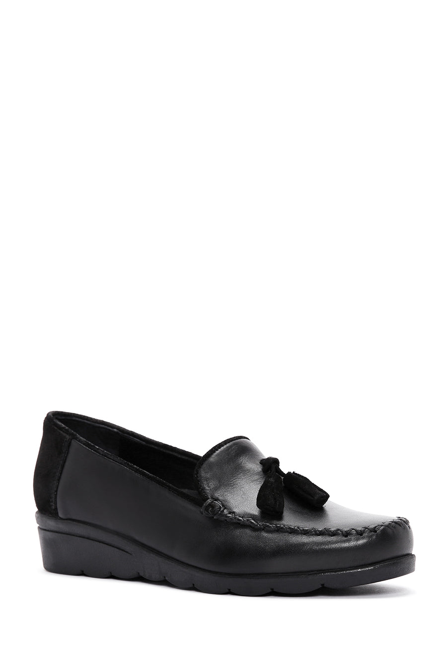 Kadın Siyah Deri Comfort Loafer