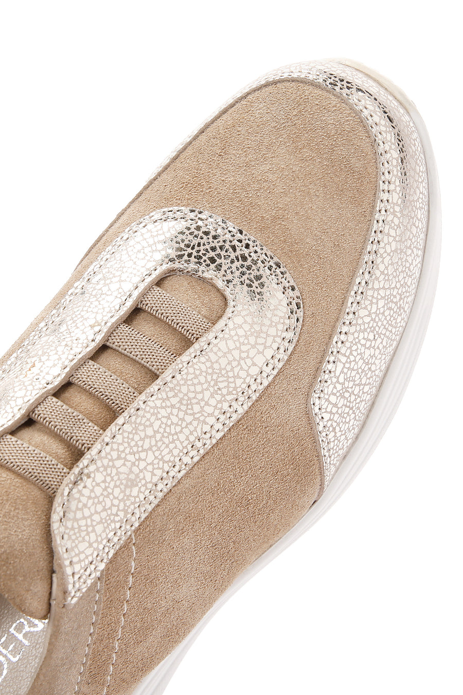 Women's Beige Lace-up Leather Sneaker