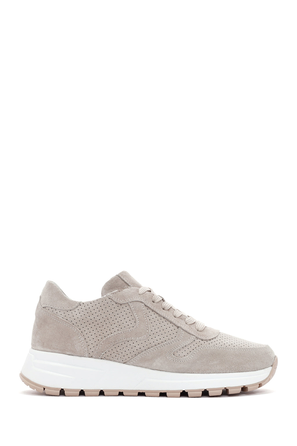 Kadın Bej Bağcıklı Süet Deri Sneaker