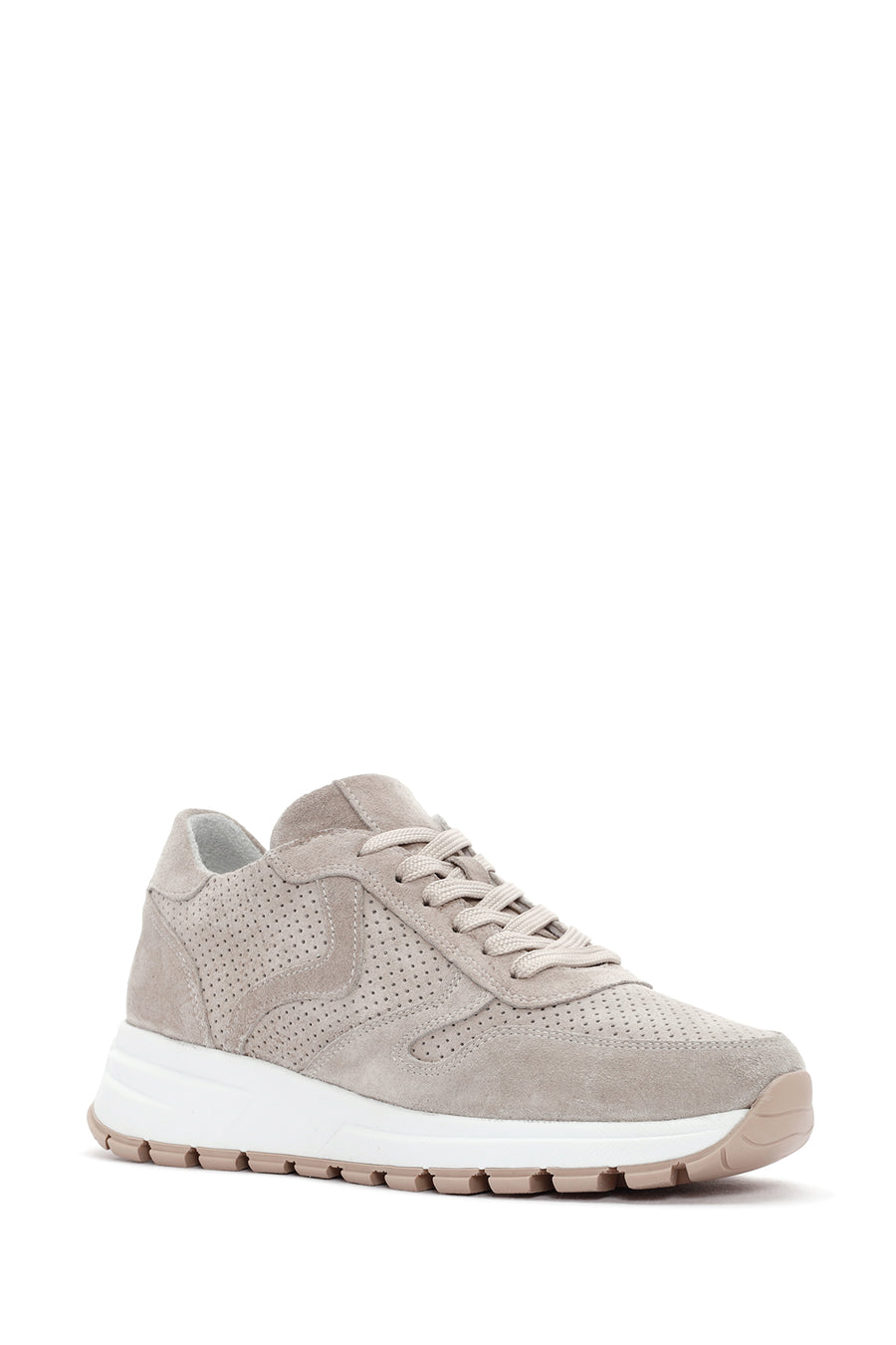 Kadın Bej Bağcıklı Süet Deri Sneaker