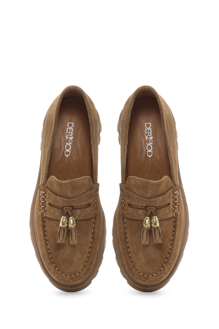 Women's Tan Suede Leather Masculine Loafer