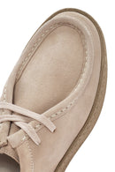 Women's Beige Suede Leather Masculine Shoes | Derimod
