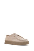 Women's Beige Suede Leather Masculine Shoes | Derimod