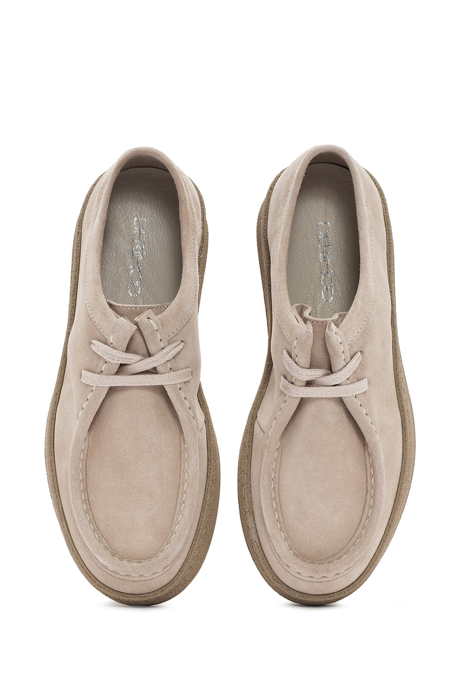 Women's Beige Suede Leather Masculine Shoes