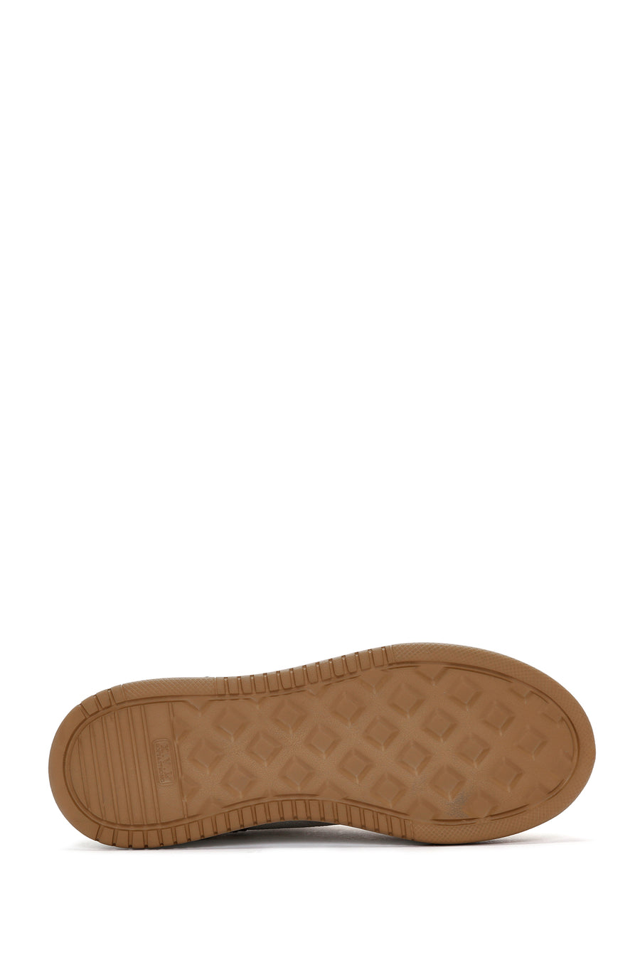Women's Beige Lace-up Thick-Sole Leather Sneaker