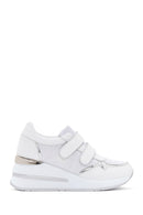 Women's White Thick Heeled Banded Leather Sneaker | Derimod