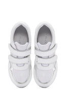 Women's White Thick Heeled Banded Leather Sneaker | Derimod