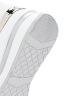 Women's White Thick Heeled Banded Leather Sneaker | Derimod