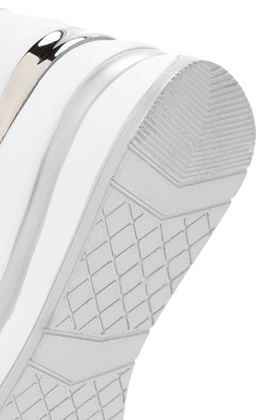 Women's White Thick Heeled Banded Leather Sneaker