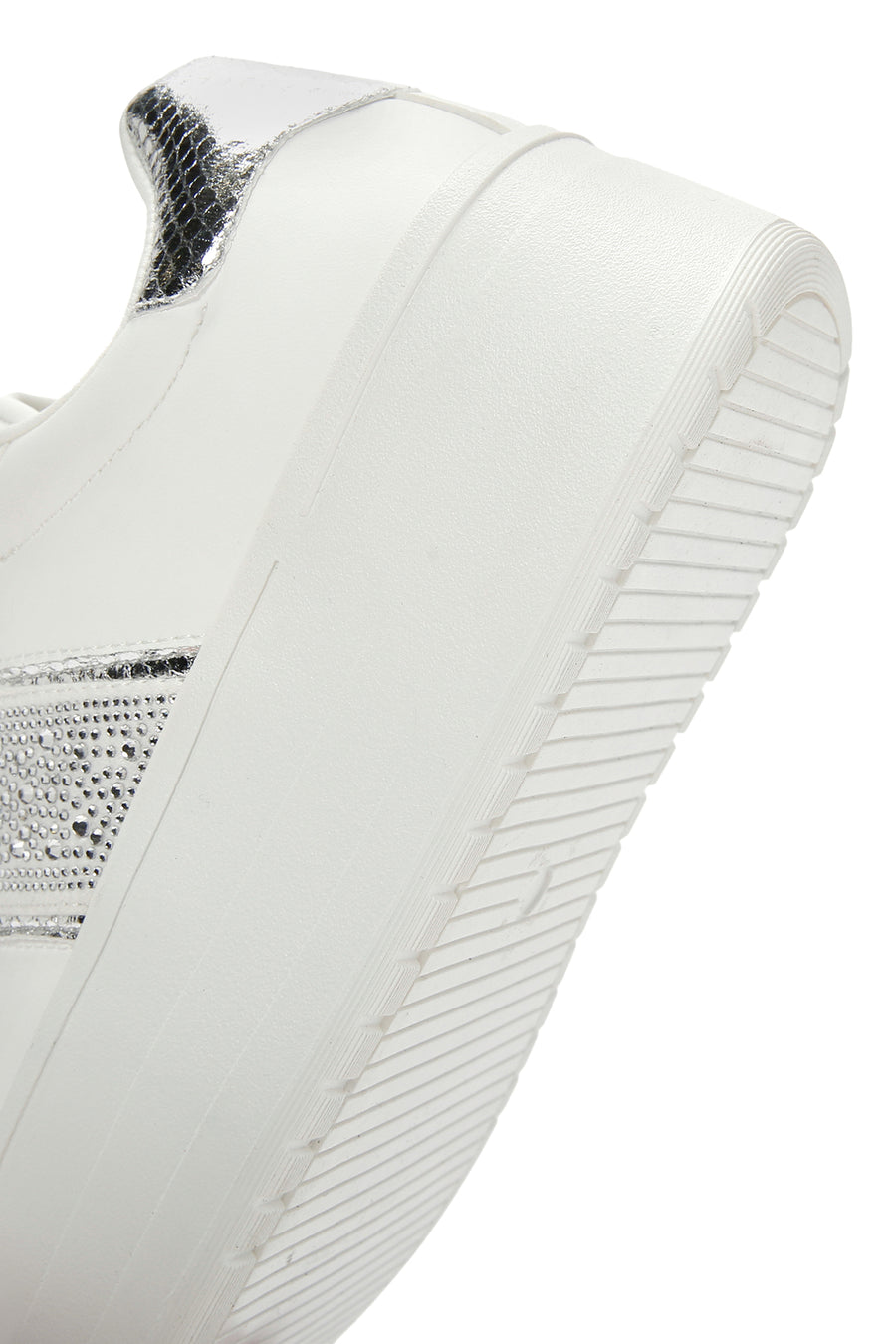 Kadın Beyaz Kalın Tabanlı Taşlı Sneaker