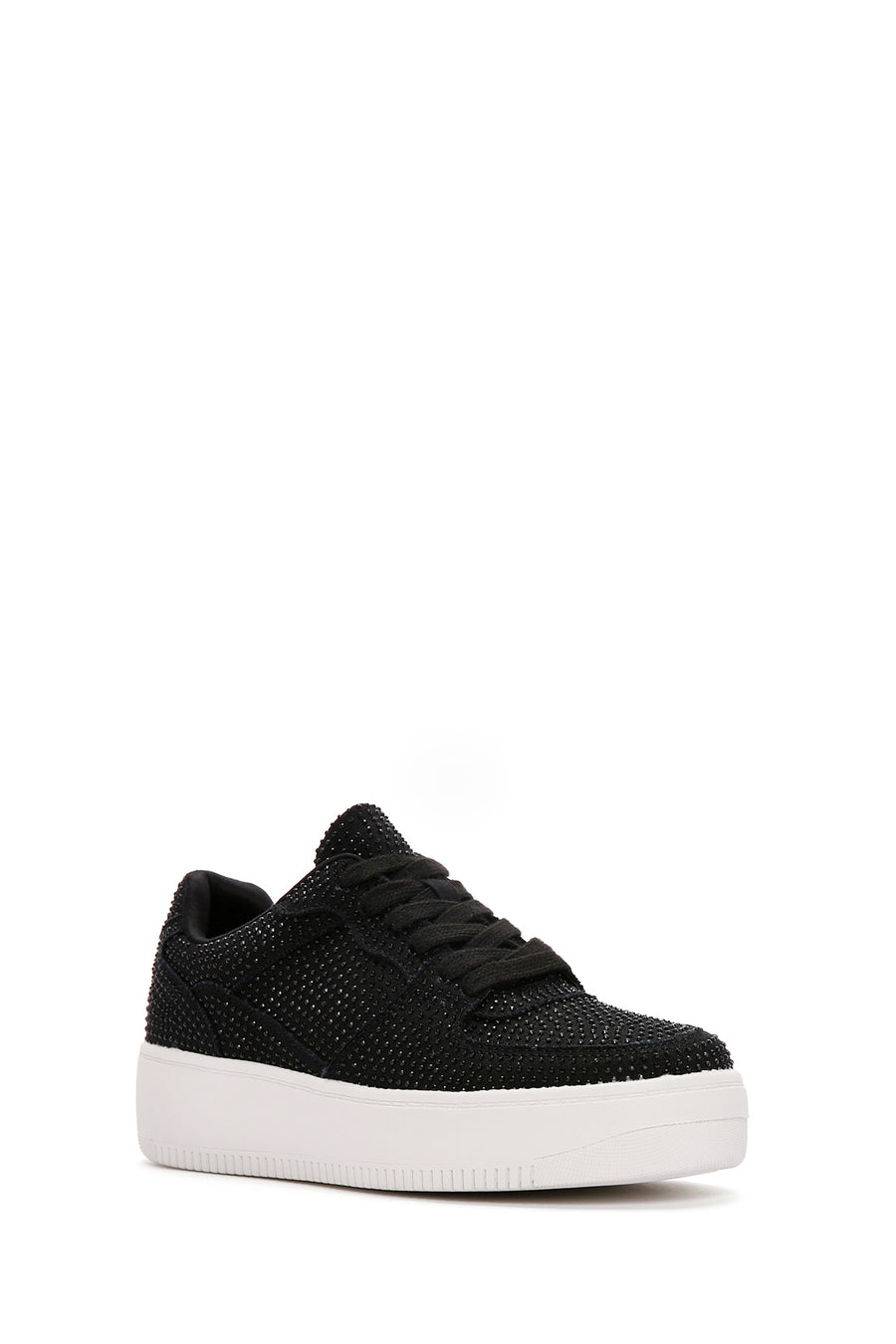 Kadın Siyah Kalın Tabanlı Taşlı Sneaker