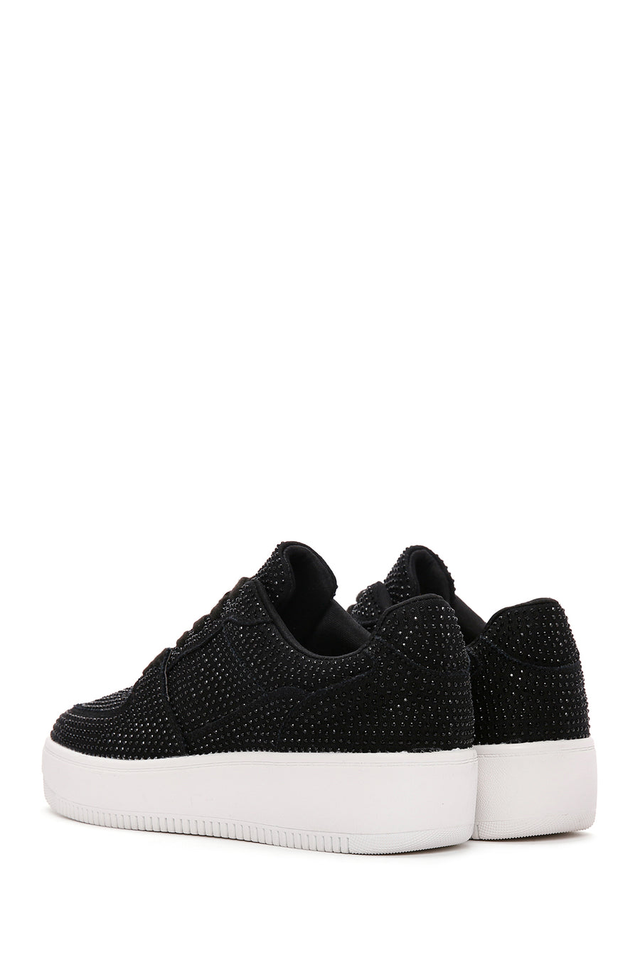 Kadın Siyah Kalın Tabanlı Taşlı Sneaker