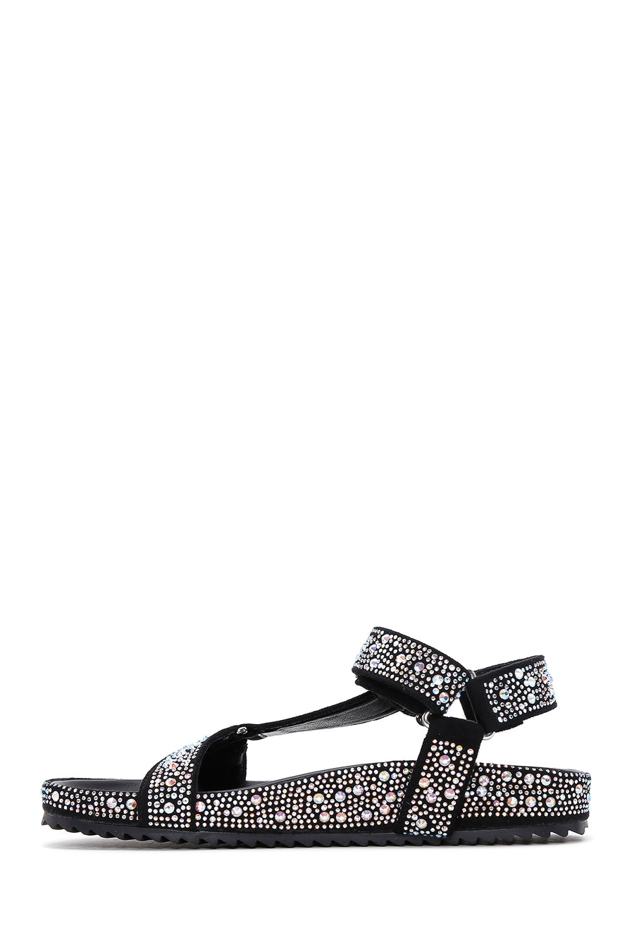 Women's Black Ankle Strap Stone Sandals