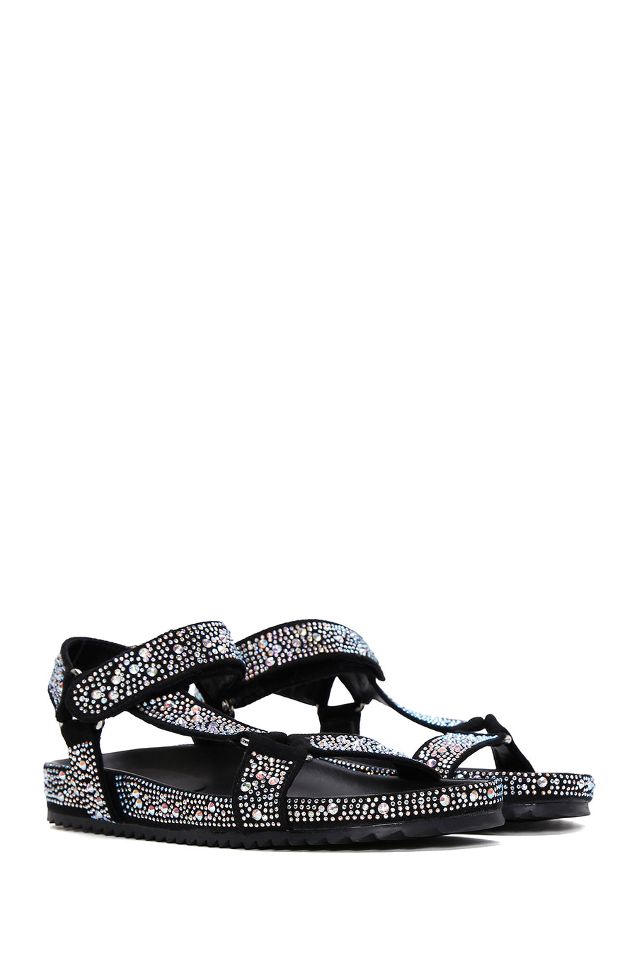 Women's Black Ankle Strap Stone Sandals
