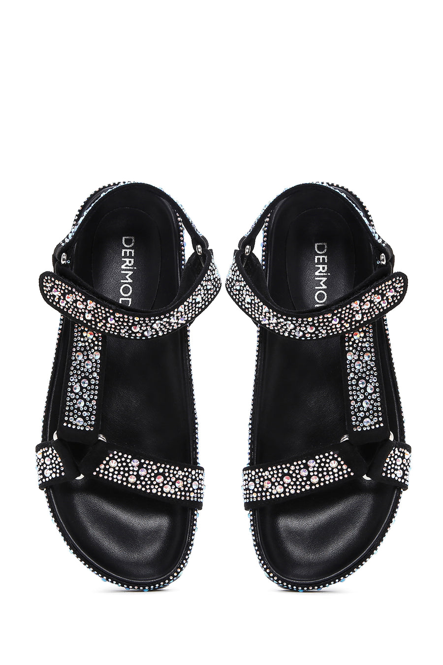 Women's Black Ankle Strap Stone Sandals