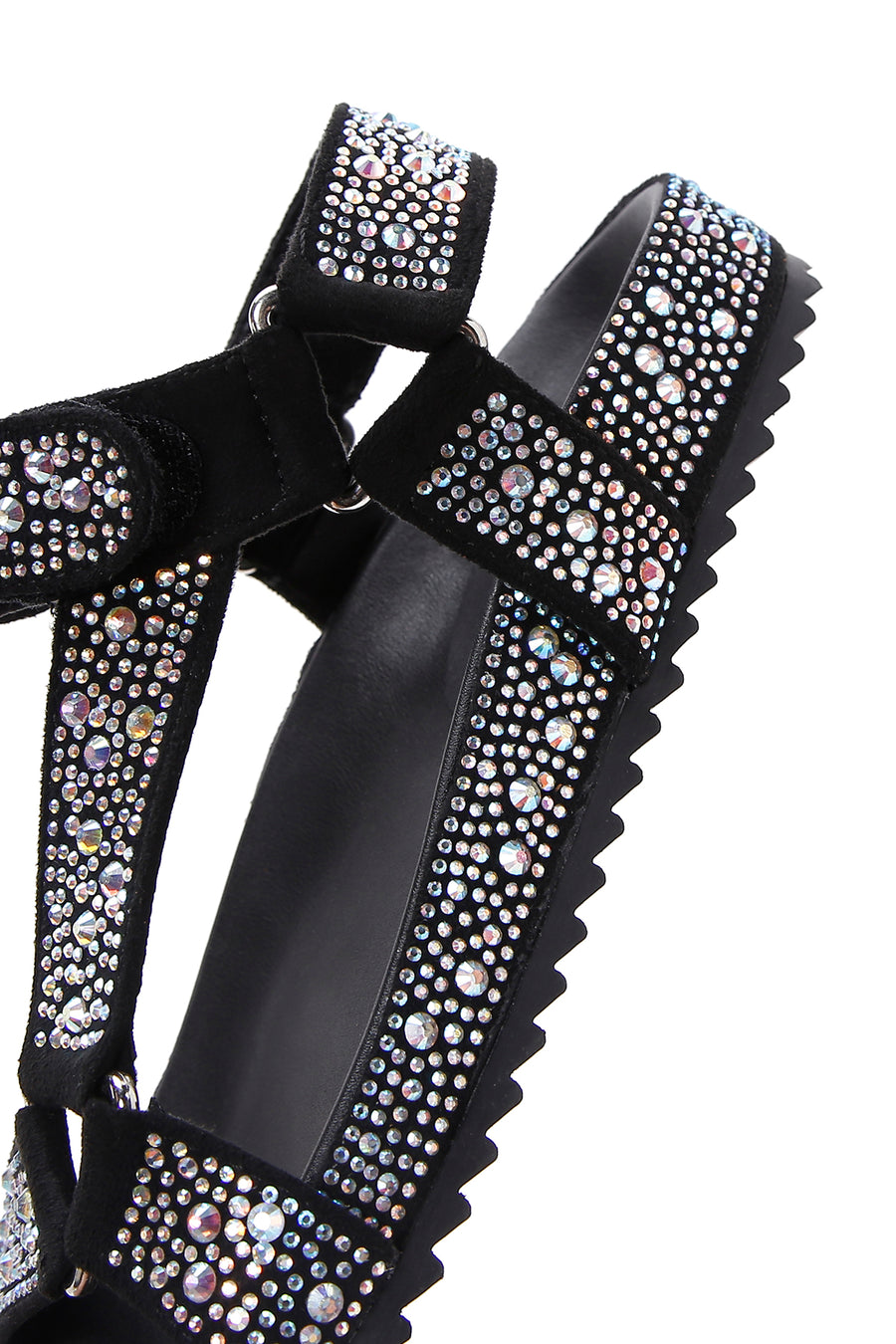Women's Black Ankle Strap Stone Sandals