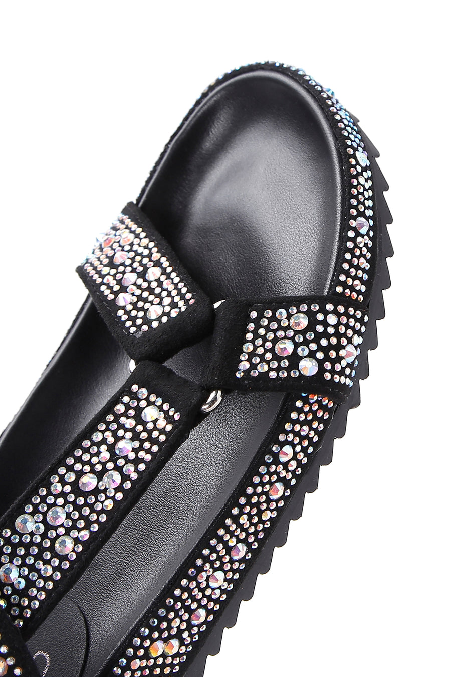 Women's Black Ankle Strap Stone Sandals