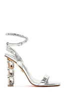 Women's Silver Ankle Strap High Heel Sandals | Derimod