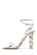 Women's Silver Ankle Strap High Heel Sandals | Derimod