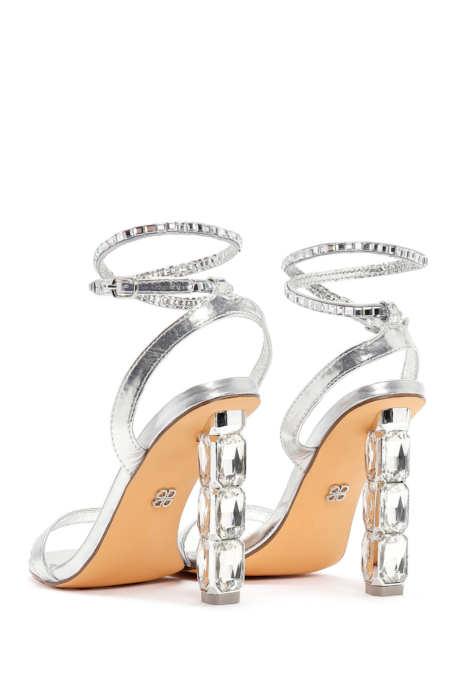 Women's Silver Ankle Strap High Heel Sandals