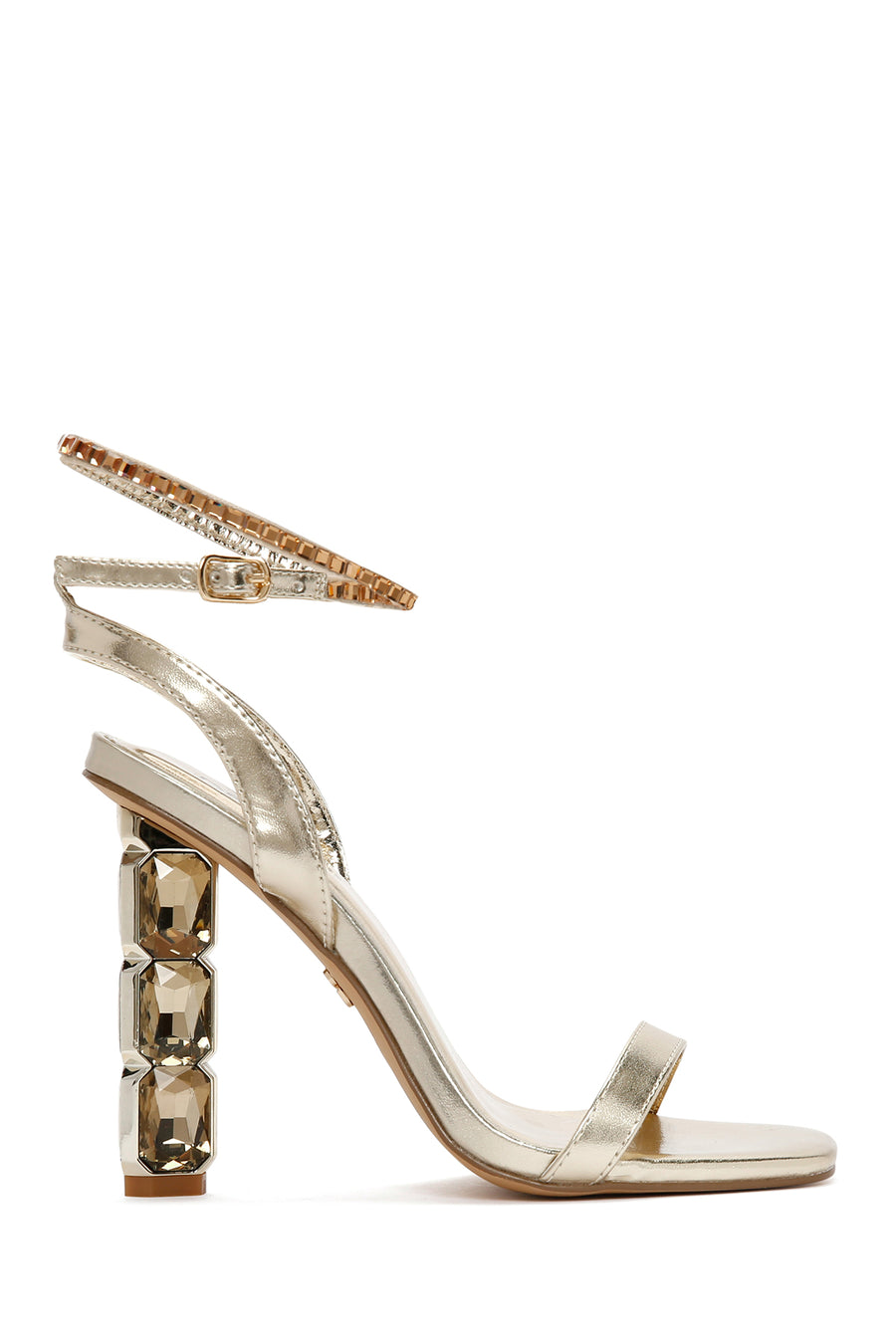 Women's Gold Ankle Strap High Heel Sandals