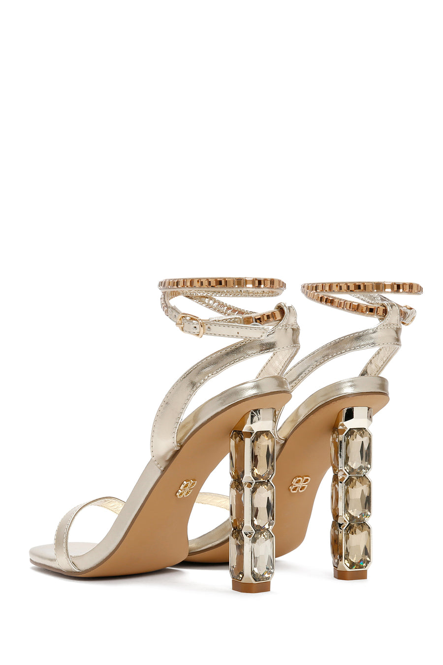 Women's Gold Ankle Strap High Heel Sandals