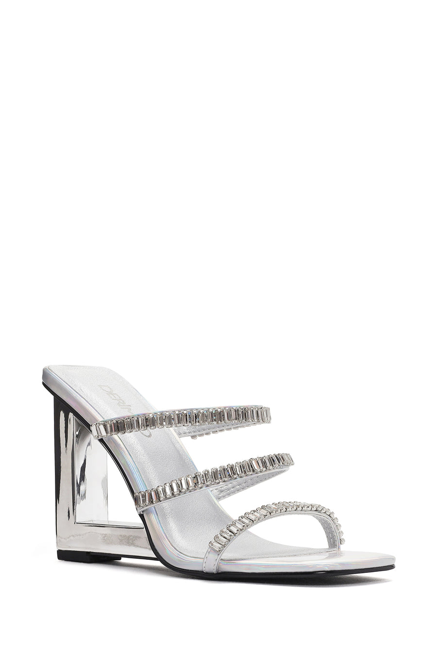 Women's Silver Stone Wedge Heeled Slippers