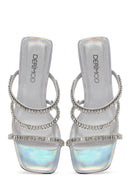 Women's Silver Stone Wedge Heeled Slippers | Derimod