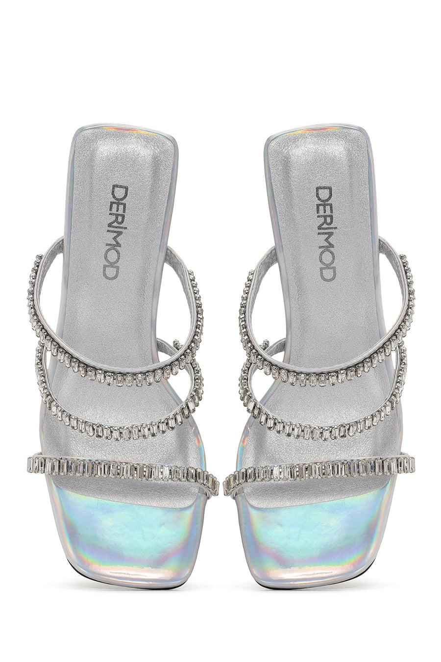 Women's Silver Stone Wedge Heeled Slippers