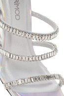 Women's Silver Stone Wedge Heeled Slippers | Derimod