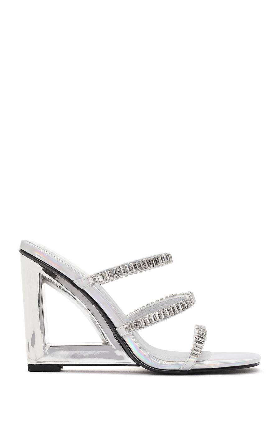 Women's Silver Stone Wedge Heeled Slippers