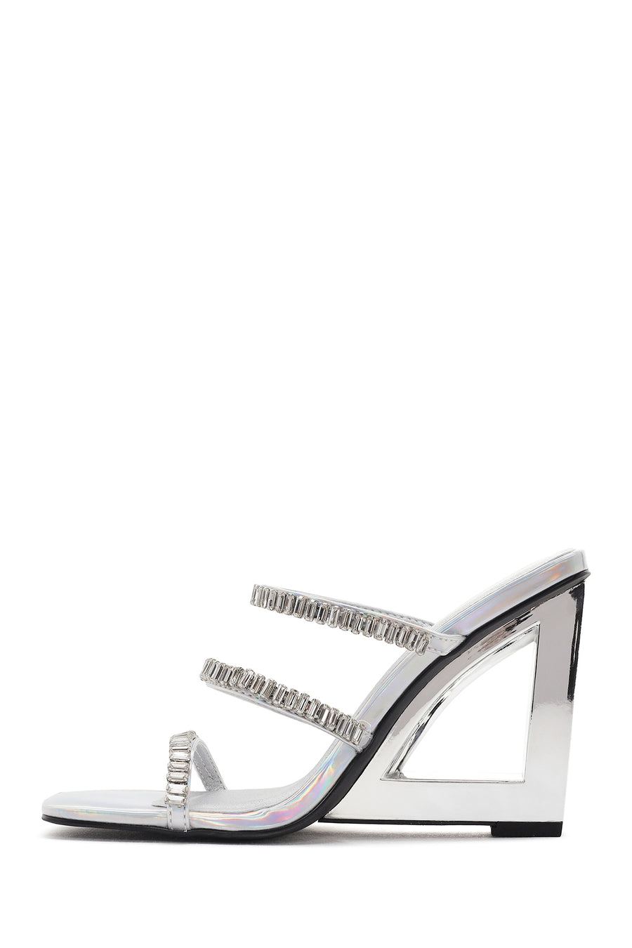 Women's Silver Stone Wedge Heeled Slippers