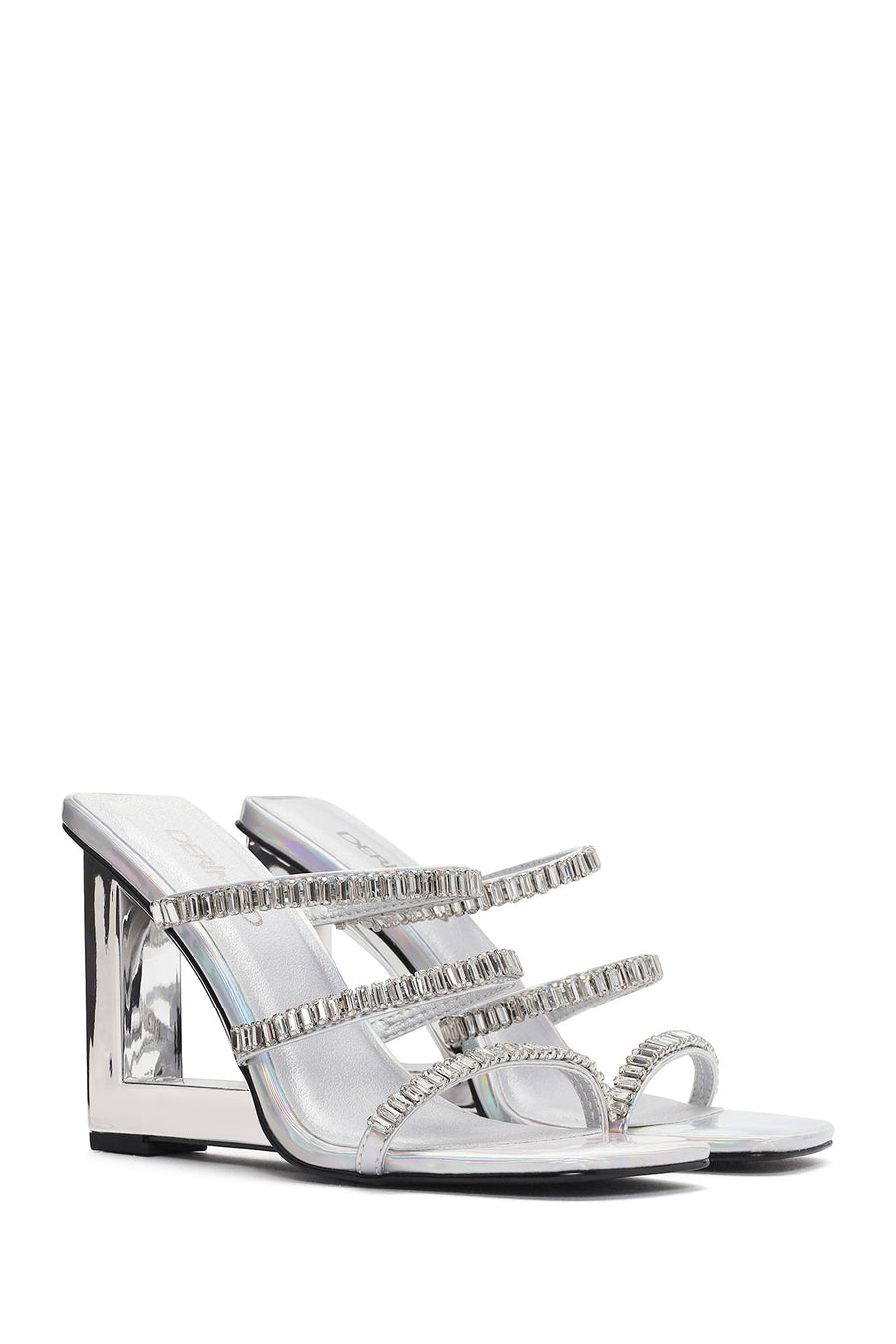 Women's Silver Stone Wedge Heeled Slippers