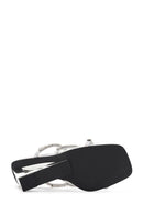 Women's Silver Stone Wedge Heeled Slippers | Derimod