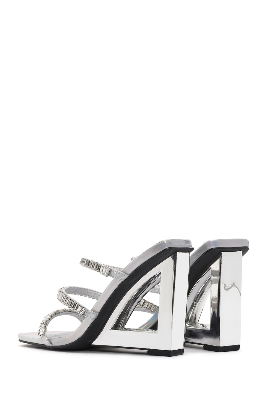 Women's Silver Stone Wedge Heeled Slippers