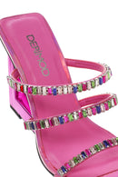 Women's Pink Stone Embellished Platform Heel Slippers | Derimod