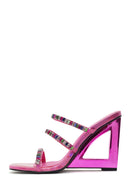 Women's Pink Stone Embellished Platform Heel Slippers | Derimod