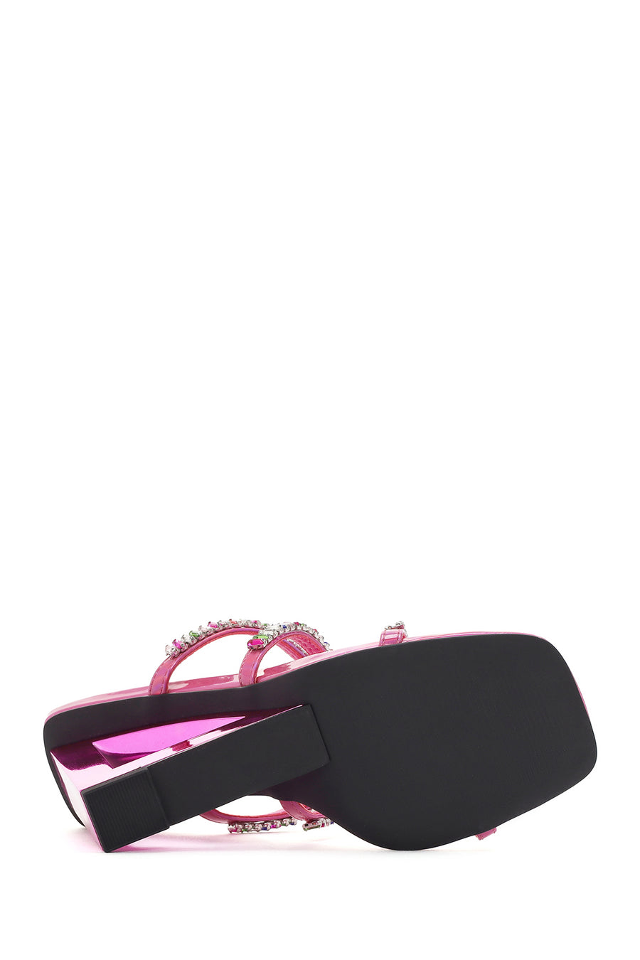 Women's Pink Stone Embellished Platform Heel Slippers