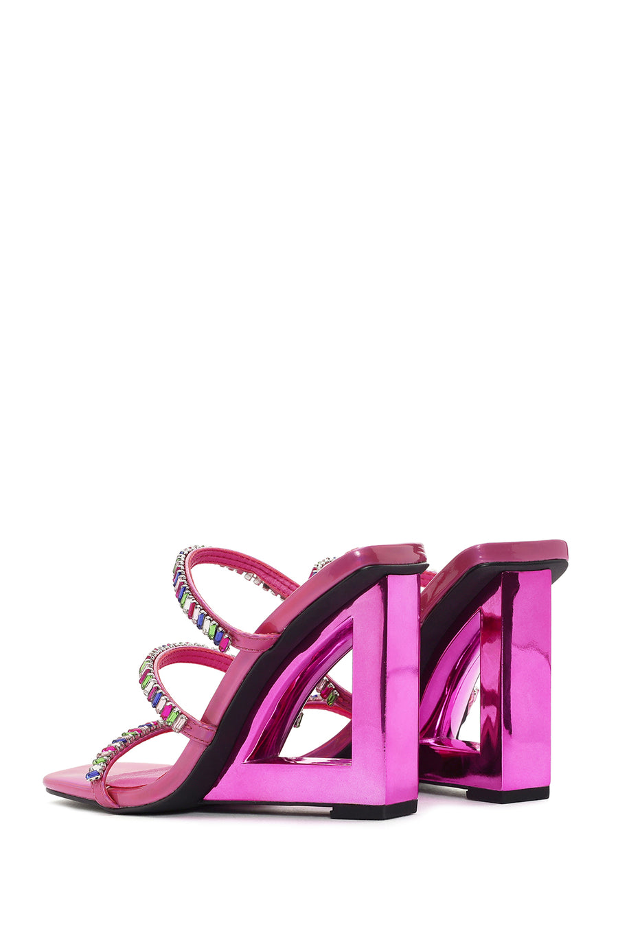 Women's Pink Stone Embellished Platform Heel Slippers