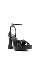Women's Black Ankle Strap Platform Chunky Heel Sandals | Derimod