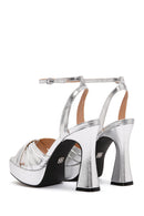 Women's Silver Ankle Strap Platfrom High Heel Sandals | Derimod
