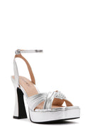 Women's Silver Ankle Strap Platfrom High Heel Sandals | Derimod