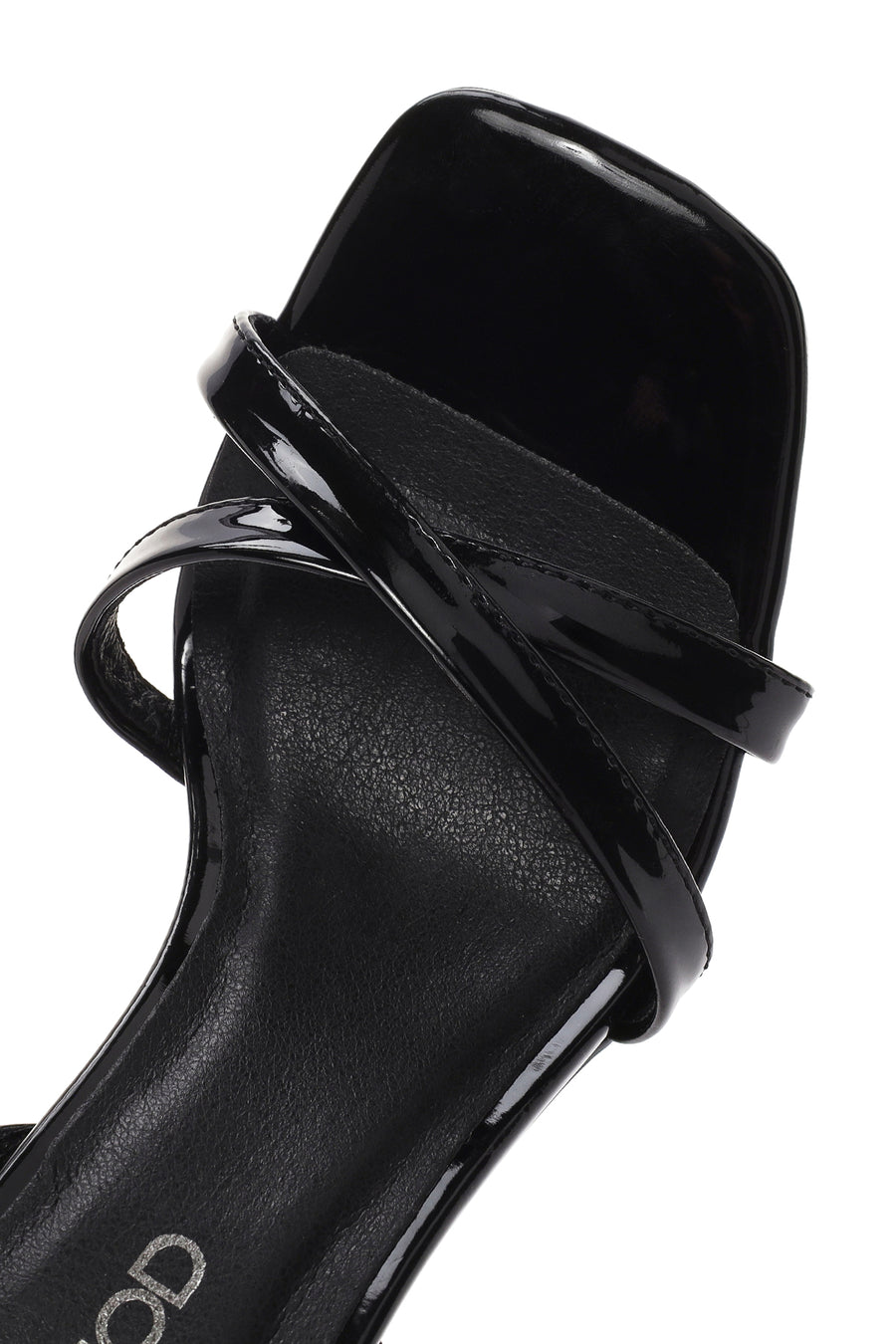 Women's Black Ankle Buckle Platform Heel Patent Leather Sandals