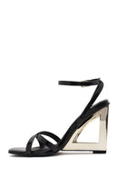 Women's Black Ankle Buckle Platform Heel Patent Leather Sandals | Derimod