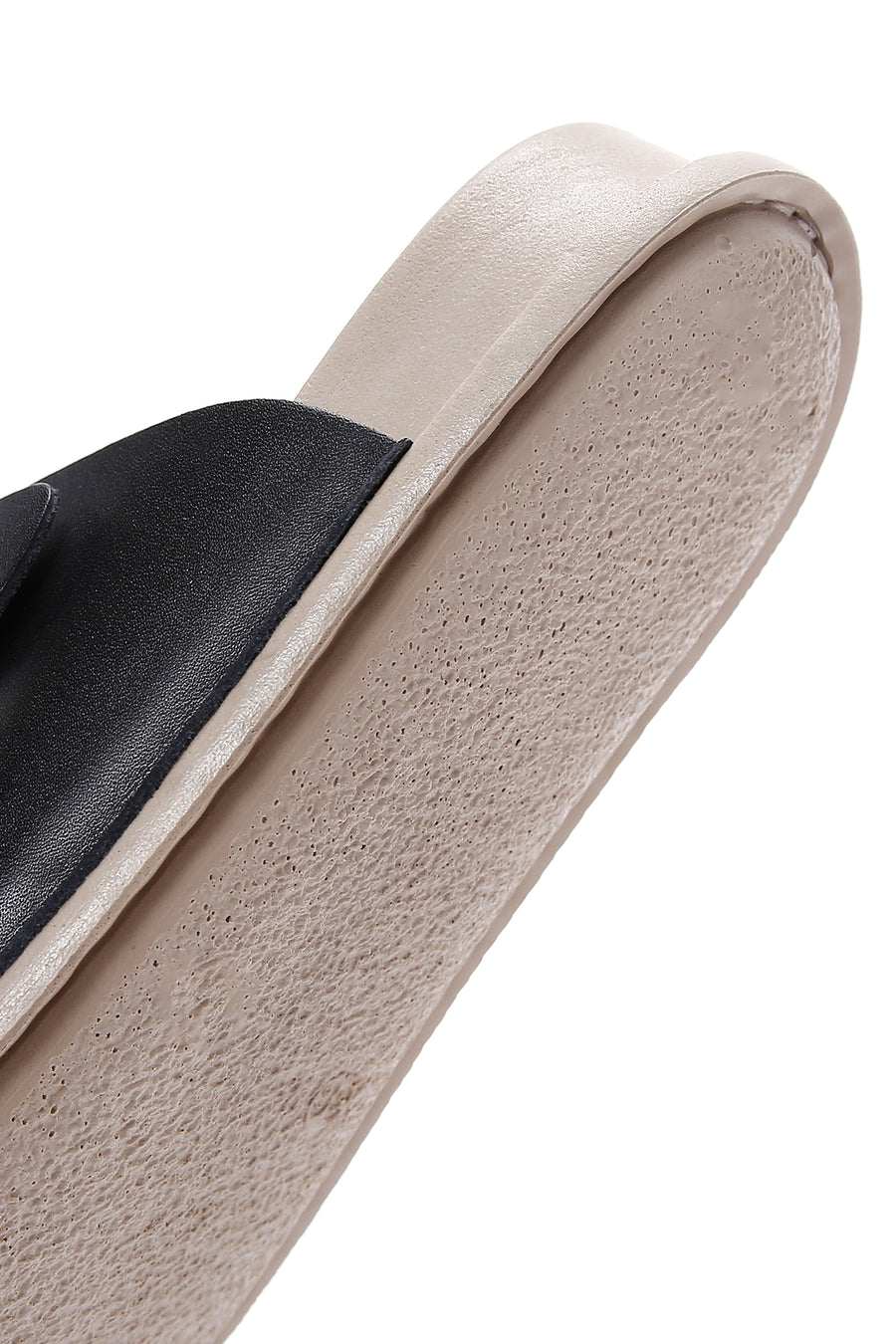 Kadın Siyah Çift Tokalı Deri Comfort Terlik