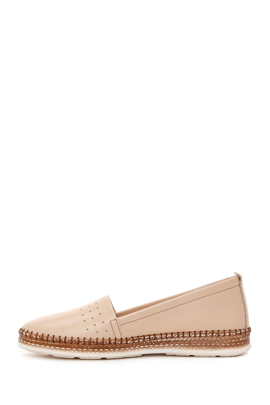 Women's Beige Leather Comfort Loafer
