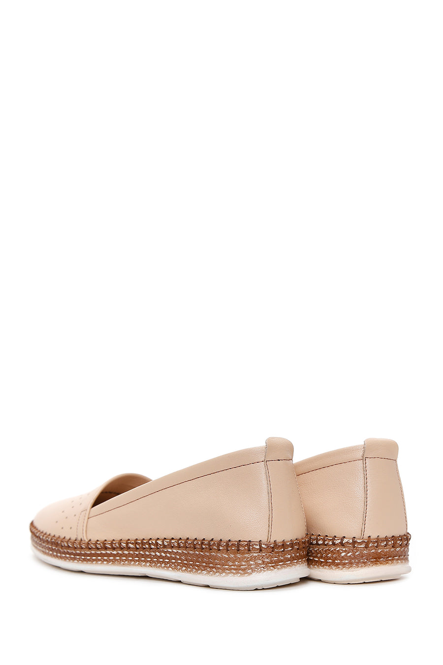Women's Beige Leather Comfort Loafer