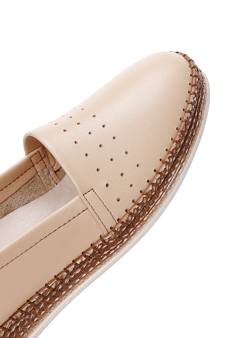 Women's Beige Leather Comfort Loafer