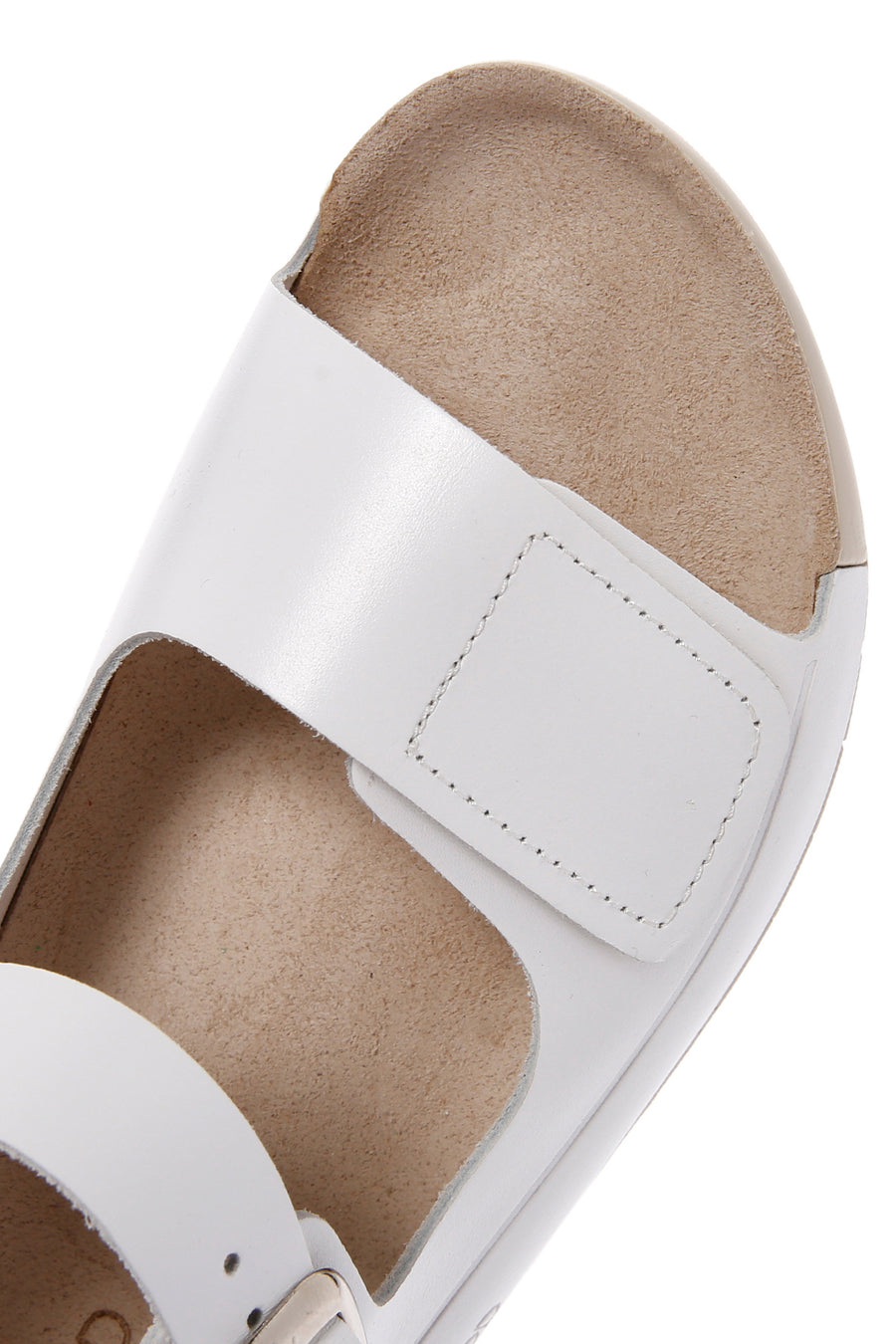 Kadın Beyaz Bilekten Bantlı Deri Comfort Sandalet