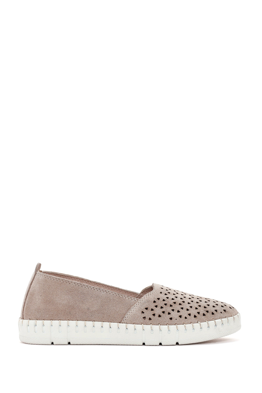 Kadın Bej Süet Deri Comfort Loafer 24SFD500710 | Derimod